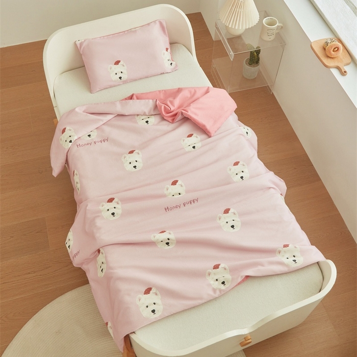 91家纺网 家纺一手货源 找家纺 艾佳宝贝 2025新款A类儿童全棉多功能单被套可拆式夏被 乖萌小狗