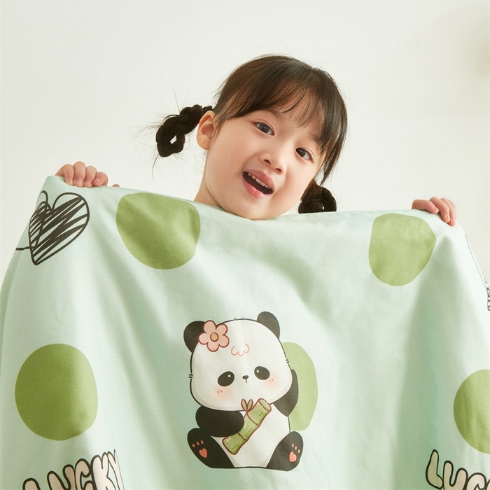 91家纺网 家纺一手货源 找家纺 艾佳宝贝 2025新款A类儿童全棉多功能单被套可拆式夏被四季被子 lucky熊猫