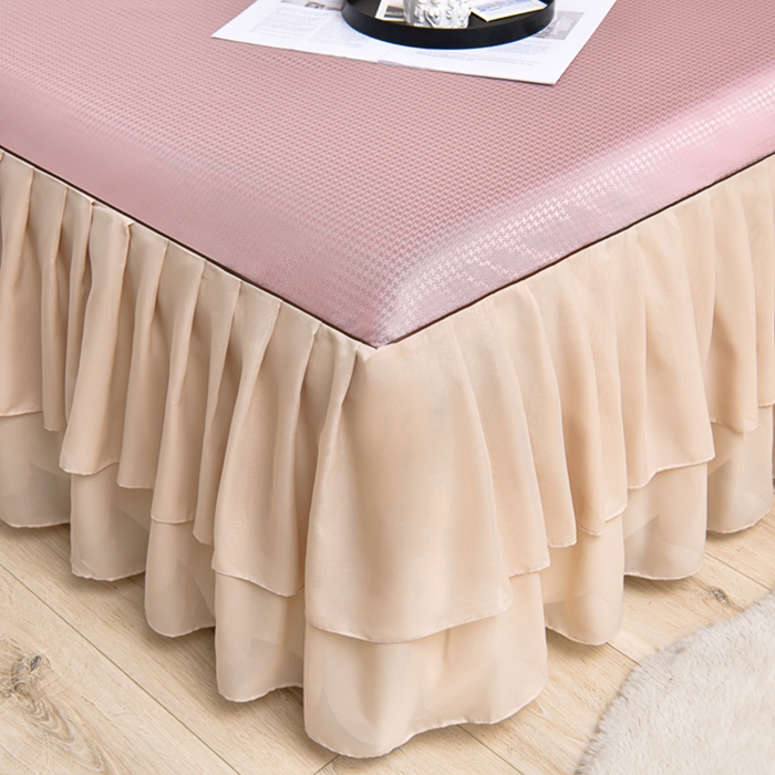 91家纺网 家纺一手货源 找家纺 家之硕家纺 2025新款冰丝凉席床裙款三件套 浅豆沙