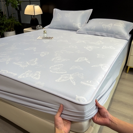 91家纺网 家纺一手货源 找家纺 （总）倾慕家纺 2025新款简约PE50提花凉感席席子凉席-床笠款