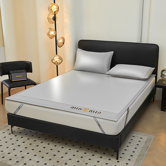 91家纺网 家纺一手货源 找家纺 全季家居 2025新款全季家居5A抗菌min系列凉感冰丝席 床席-银灰