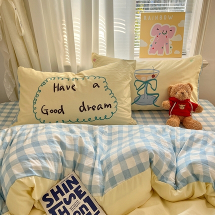 91家纺网 家纺一手货源 找家纺 桃喜 2025新款韩系卡通水洗棉毛巾绣套件（化纤） 美梦俱乐部（水洗棉）