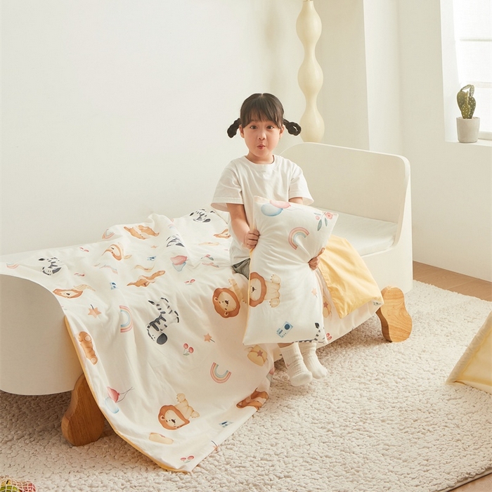 91家纺网 家纺一手货源 找家纺 艾佳宝贝 2025新款A类儿童全棉多功能单被套 萌趣动物园