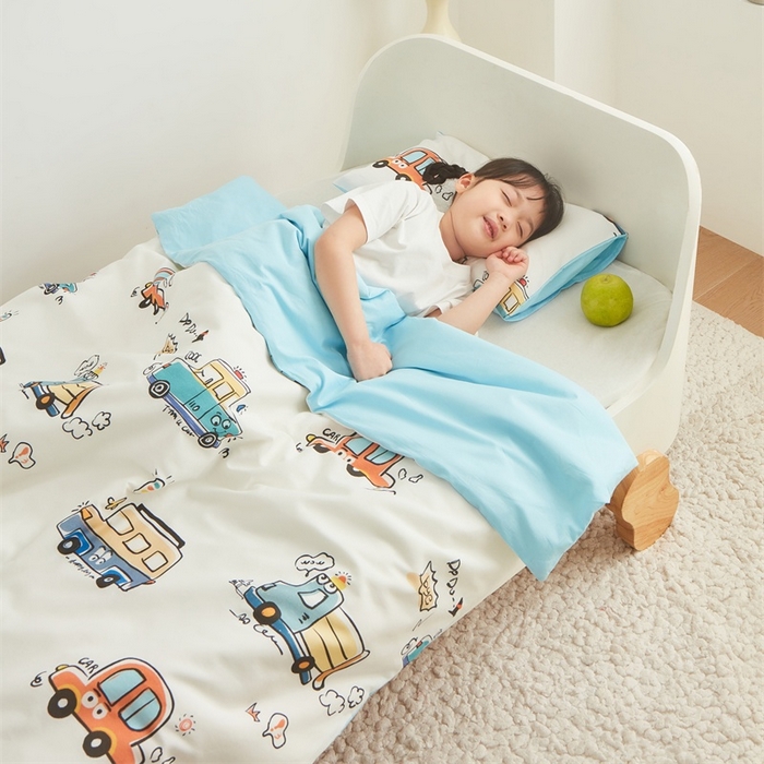 91家纺网 家纺一手货源 找家纺 艾佳宝贝 2025新款A类儿童全棉多功能单被套可拆式夏被 巴士汽车