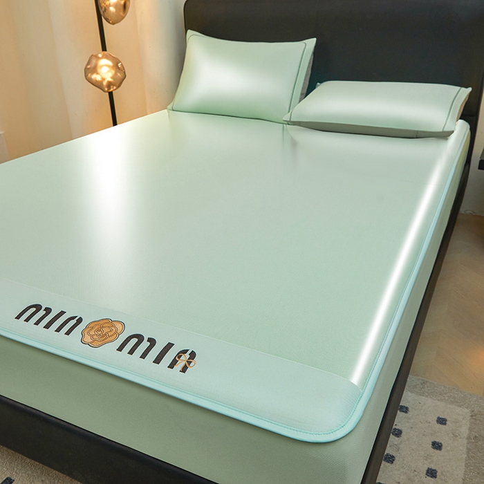 91家纺网 家纺一手货源 找家纺 全季家居 2025新款全季家居5A抗菌min系列凉感冰丝席 床笠-水绿