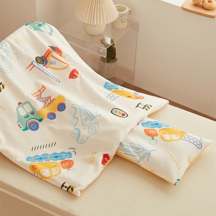91家纺网 家纺一手货源 找家纺 艾佳宝贝 2025新款A类儿童全棉多功能单被套可拆式夏被 工程小车