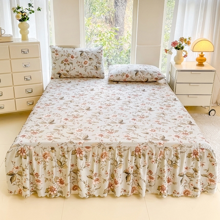 91家纺网 家纺一手货源 找家纺 （总）莎臣豹 2025新款植物羊绒单品单件单床裙可配床裙三件套