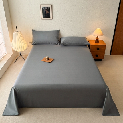 （提供买家秀 爆款花型 不断货）2025新款全棉纯色老粗布单床单 岩灰