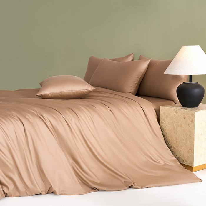 91家纺网 家纺一手货源 找家纺 闲鱼家纺 2025新款亲肤舒适60S黑标A类全棉纯色四件套单被套单床笠-风格一单被套单床笠-风格二 香槟驼