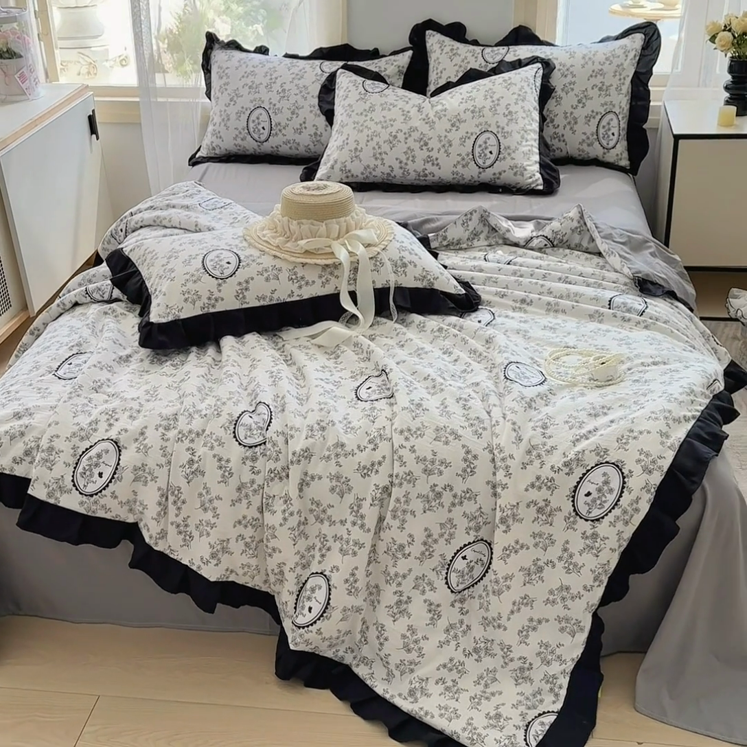 91家纺网 家纺一手货源 找家纺 佳一家纺 2025新款亲肤水洗棉夏被 花香