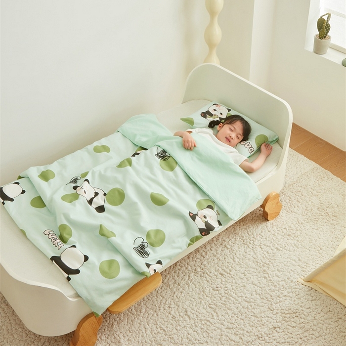 91家纺网 家纺一手货源 找家纺 艾佳宝贝 2025新款A类儿童全棉多功能单被套可拆式夏被 lucky熊猫