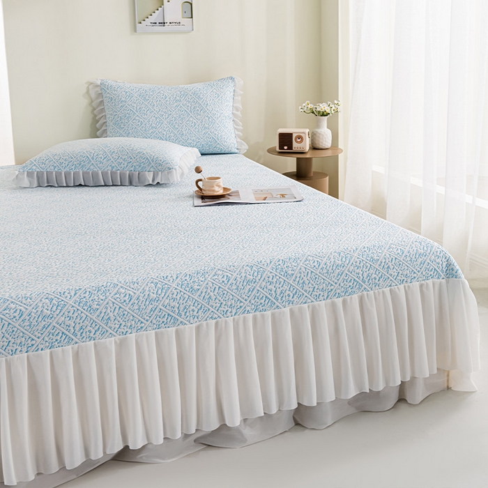 91家纺网 家纺一手货源 找家纺 叠派家纺 2025新款5A抗菌雅致床裙款三件套 雅致床裙款-冰浅蓝