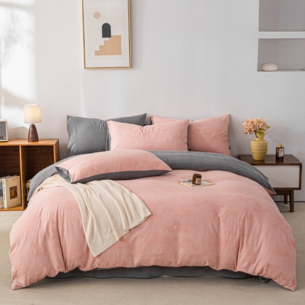 91家纺网 家纺一手货源 找家纺 恋人优选 （总）2025新款A类全棉色织提花四件套-樱花叶