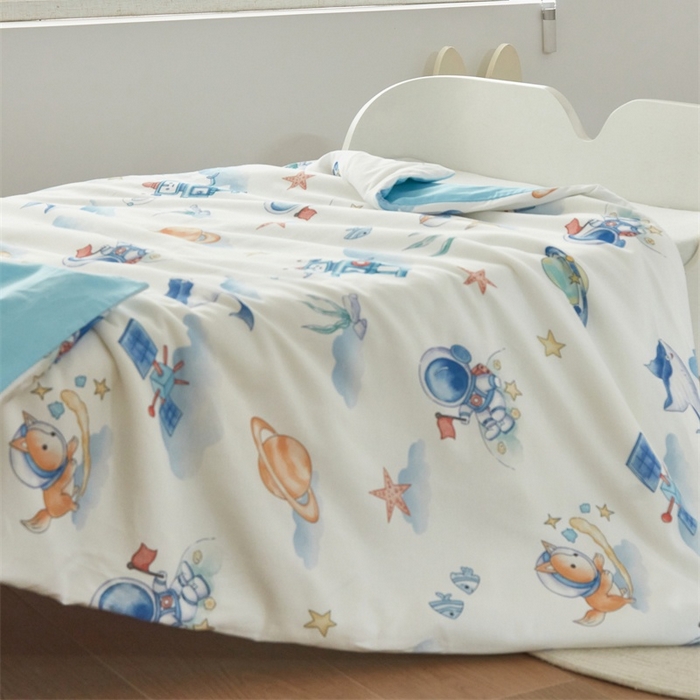 91家纺网 家纺一手货源 找家纺 艾佳宝贝 2025新款A类儿童全棉多功能单被套可拆式夏被四季被子 太空飞行