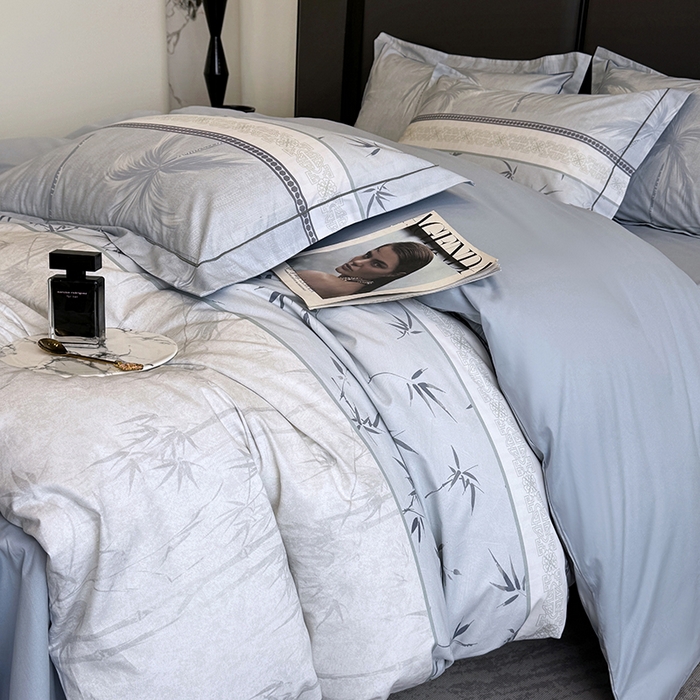 91家纺网 家纺一手货源 找家纺 乐蔻家纺 2025新款全棉13376数码印花四件套 风吹椰林(兰）