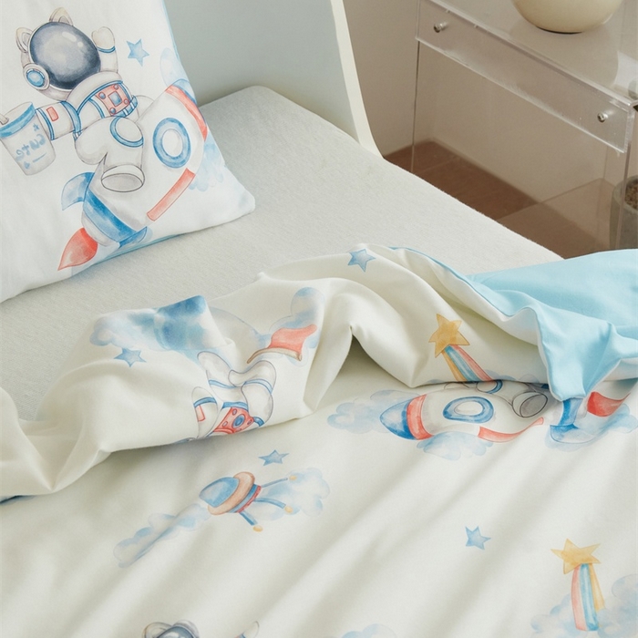 91家纺网 家纺一手货源 找家纺 艾佳宝贝 2025新款A类儿童全棉多功能单被套可拆式夏被 航天员