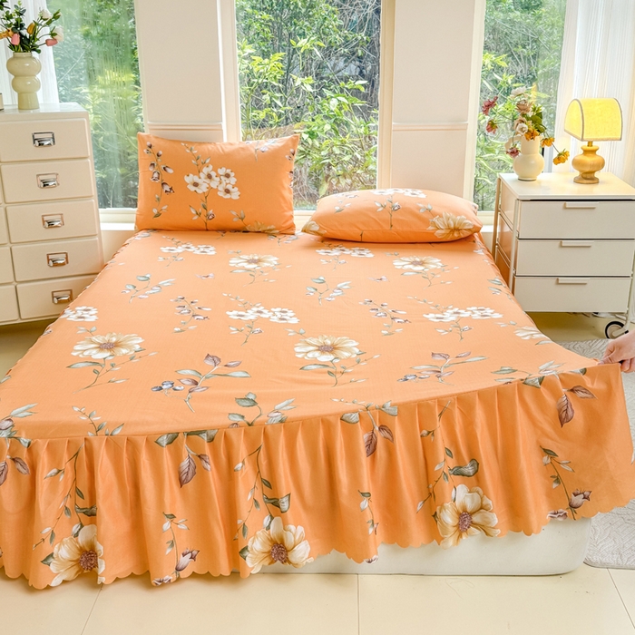 91家纺网 家纺一手货源 找家纺 莎臣豹 2025新款植物羊绒单品单件单床裙可配床裙三件套 蔓雅