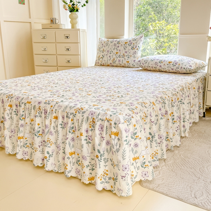 91家纺网 家纺一手货源 找家纺 莎臣豹 2025新款植物羊绒单品单件单床裙可配床裙三件套 秘境芳踪