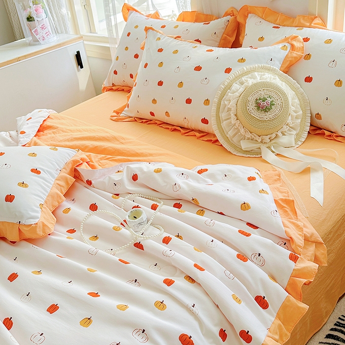 91家纺网 家纺一手货源 找家纺 佳一家纺 2025新款亲肤水洗棉夏被 小南瓜