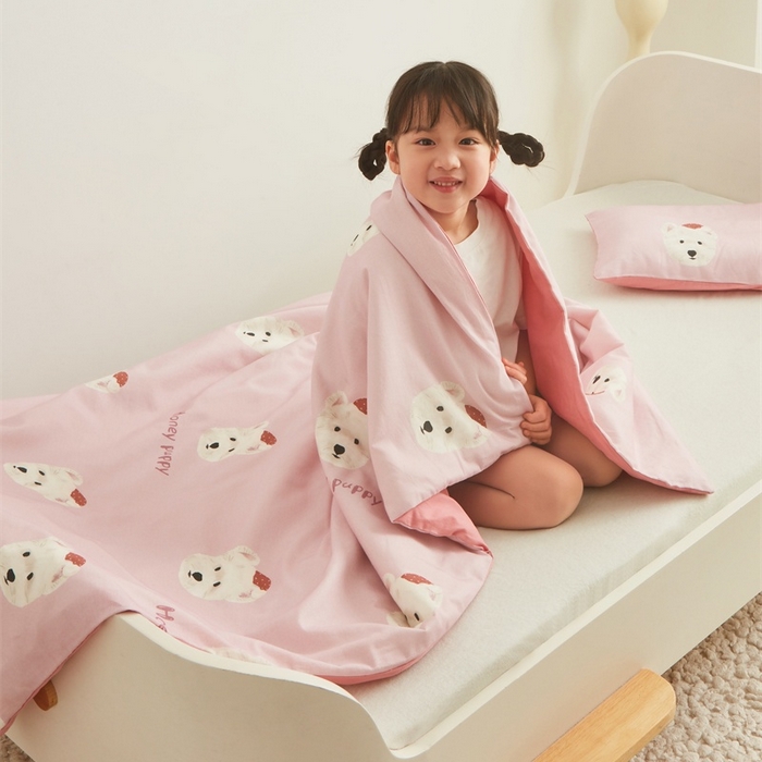 91家纺网 家纺一手货源 找家纺 艾佳宝贝 2025新款A类儿童全棉多功能单被套可拆式夏被四季被子 乖萌小狗