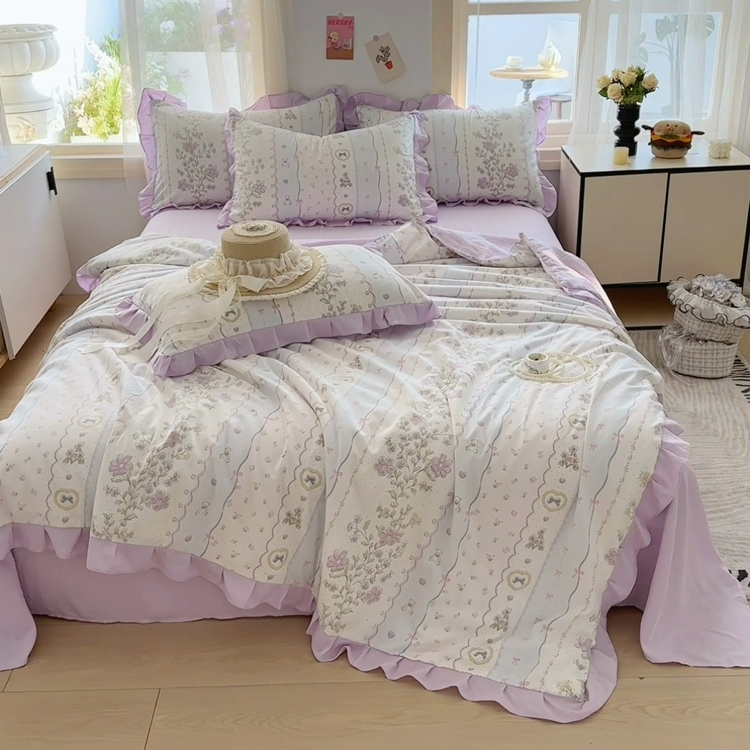 91家纺网 家纺一手货源 找家纺 佳一家纺 2025新款亲肤水洗棉夏被 遇见春天