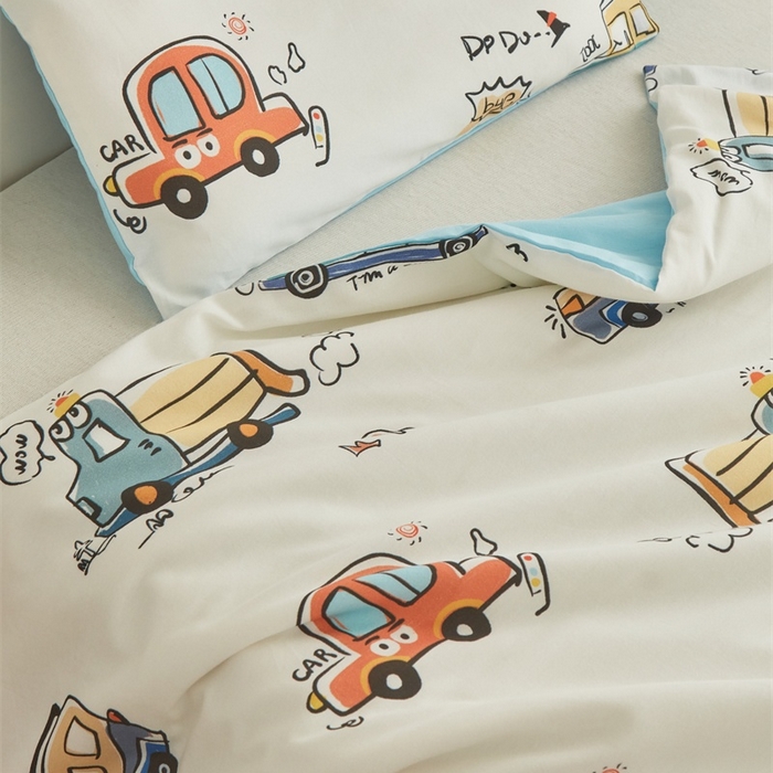 91家纺网 家纺一手货源 找家纺 艾佳宝贝 2025新款A类儿童全棉多功能单被套 巴士汽车