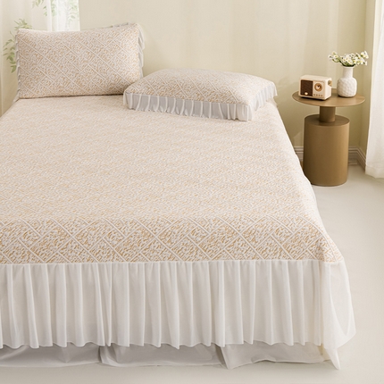 叠派家纺 2025新款5A抗菌雅致床裙款三件套 雅致床裙款-冰咖
