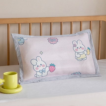 嗨生活 2025新款A类儿童冰藤枕套 幼儿园枕套 儿童枕套 小兔子