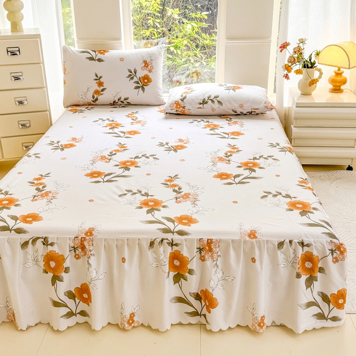 91家纺网 家纺一手货源 找家纺 莎臣豹 2025新款植物羊绒单品单件单床裙可配床裙三件套 千秋景