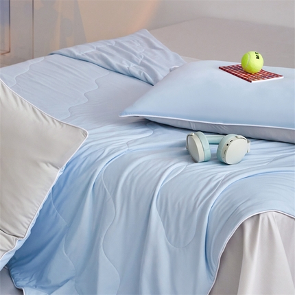 头等舱  2025新款4.0版凉感A类锦氨（165克）55大豆抗菌夏被配礼盒 典雅兰拼浅灰