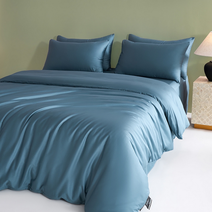 91家纺网 家纺一手货源 找家纺 闲鱼家纺 2025新款亲肤舒适60S黑标A类全棉纯色四件套单被套单床笠-风格一单被套单床笠-风格二 北欧蓝