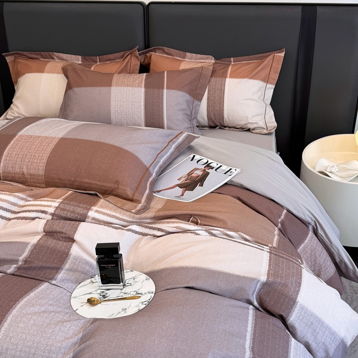 91家纺网 家纺一手货源 找家纺 乐蔻家纺 2025新款全棉13376数码印花四件套 格兰特 咖