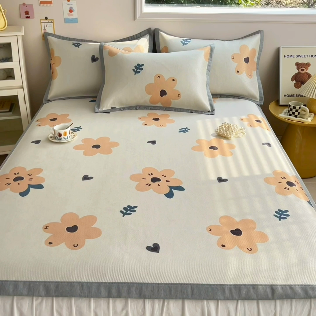 91家纺网 家纺一手货源 找家纺 懒猫家纺 2025春夏新款250D数码印花冰丝席凉席席子 邂逅