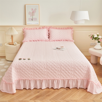 91家纺网 家纺一手货源 找家纺 （总）恒爱家纺 2025新款A类泡泡纱床盖-杜鹃