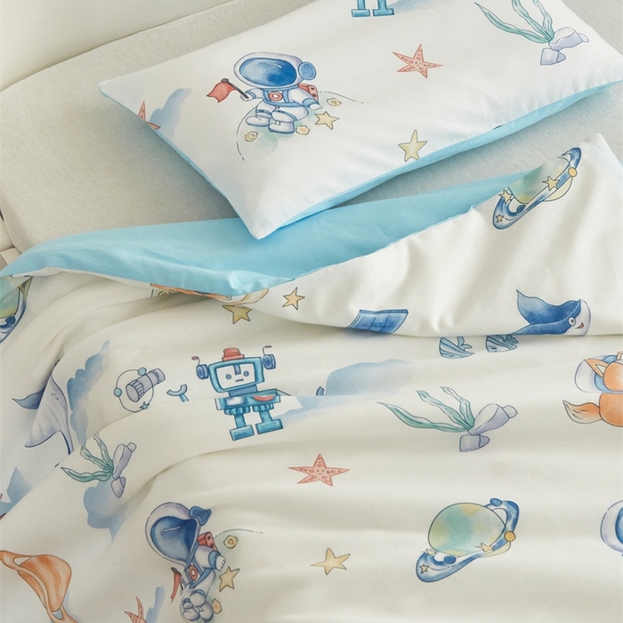 91家纺网 家纺一手货源 找家纺 艾佳宝贝 2025新款A类儿童全棉多功能单被套 太空飞行