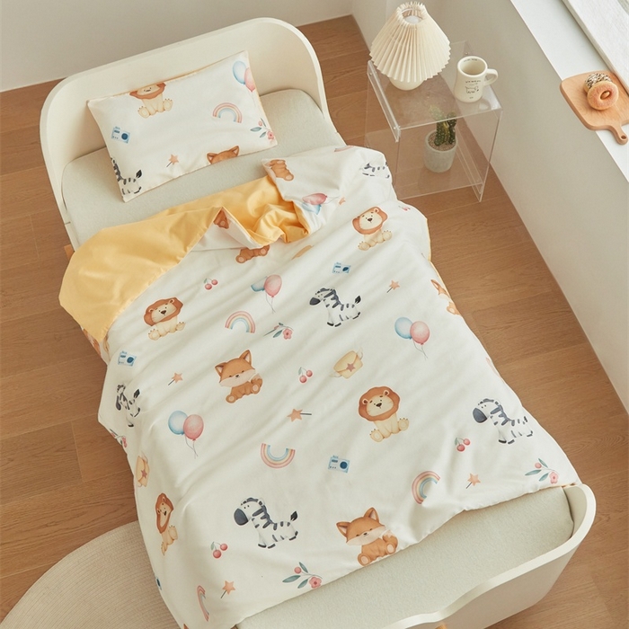 91家纺网 家纺一手货源 找家纺 艾佳宝贝 2025新款A类儿童全棉多功能单被套可拆式夏被四季被子 萌趣动物园