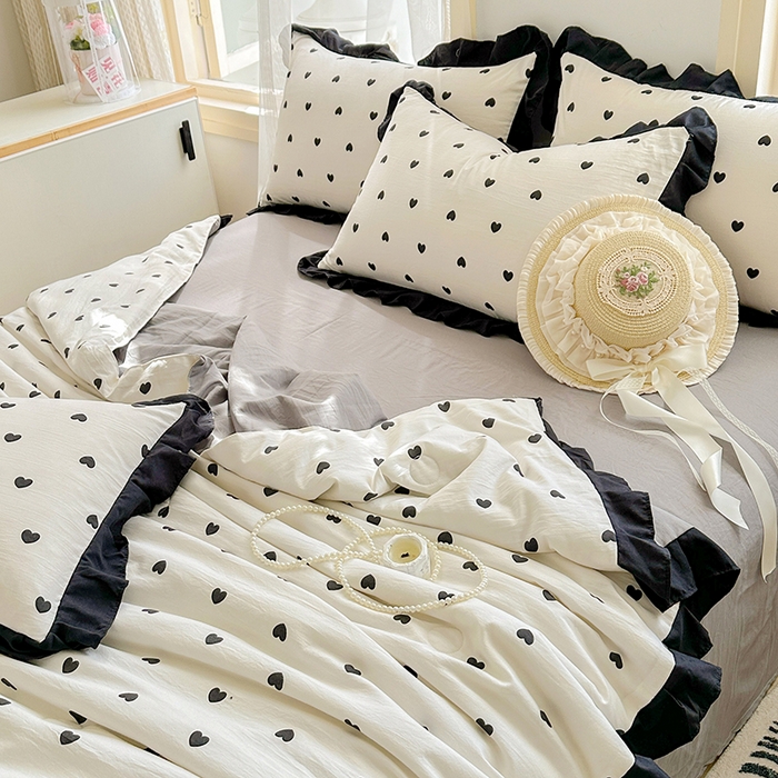 91家纺网 家纺一手货源 找家纺 佳一家纺 2025新款亲肤水洗棉夏被 爱心点点