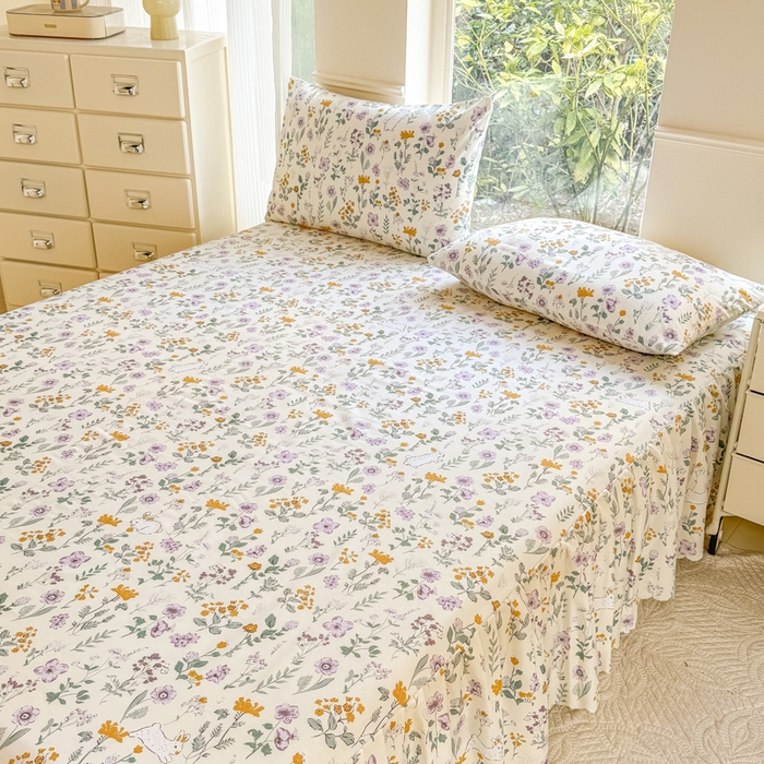 91家纺网 家纺一手货源 找家纺 莎臣豹 2025新款植物羊绒单品单件单床裙可配床裙三件套 秘境芳踪