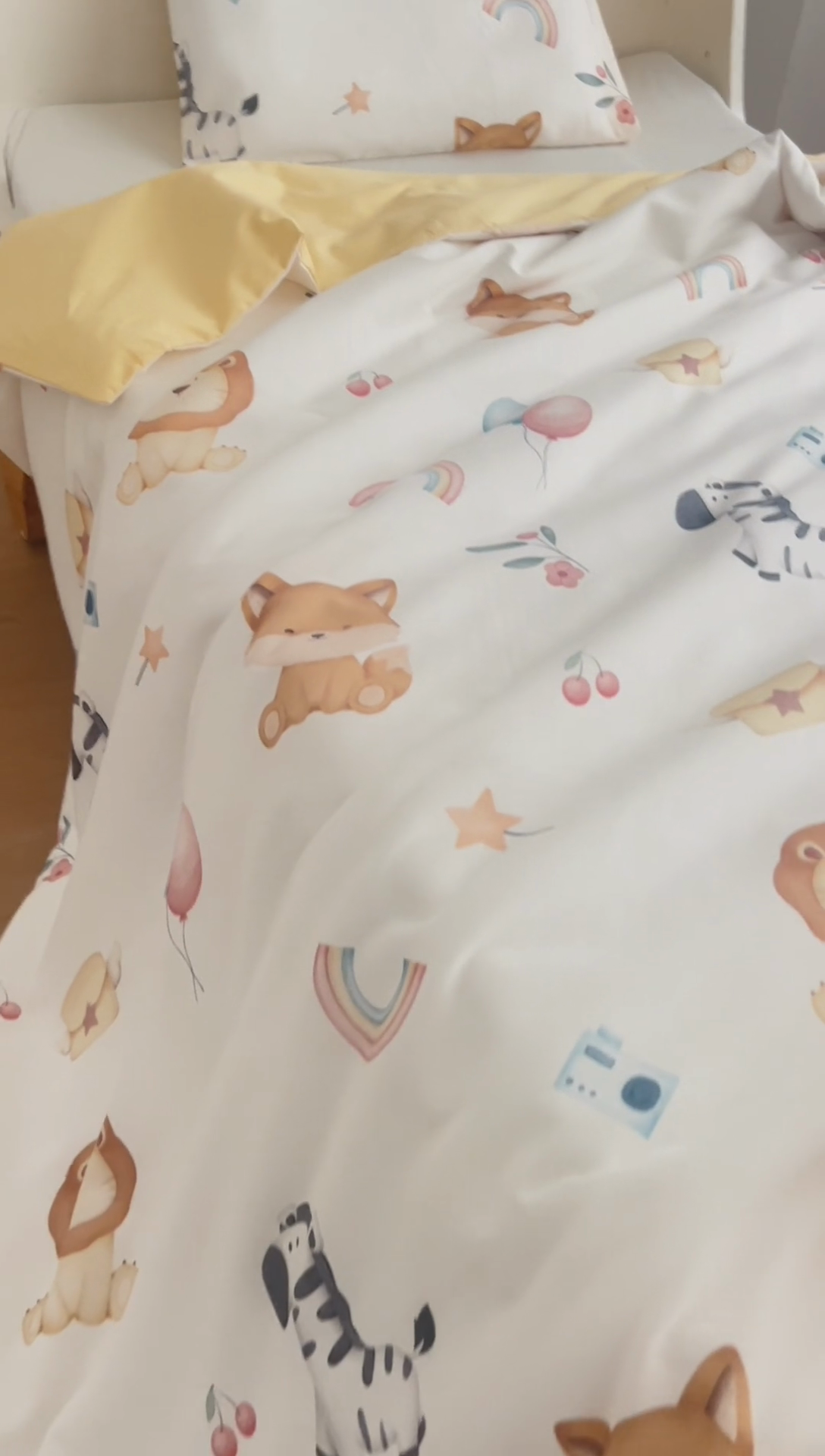 91家纺网 家纺一手货源 找家纺 艾佳宝贝 2025新款A类儿童全棉多功能单被套可拆式夏被 萌趣动物园