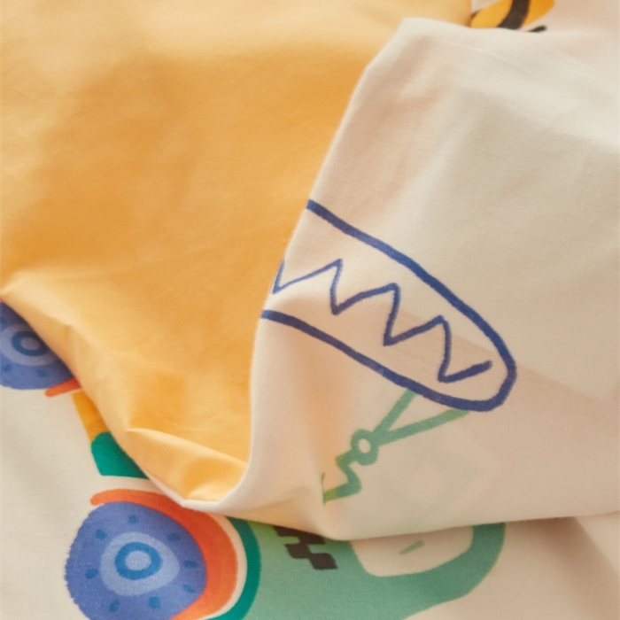 91家纺网 家纺一手货源 找家纺 艾佳宝贝 2025新款A类儿童全棉多功能单被套可拆式夏被 工程小车