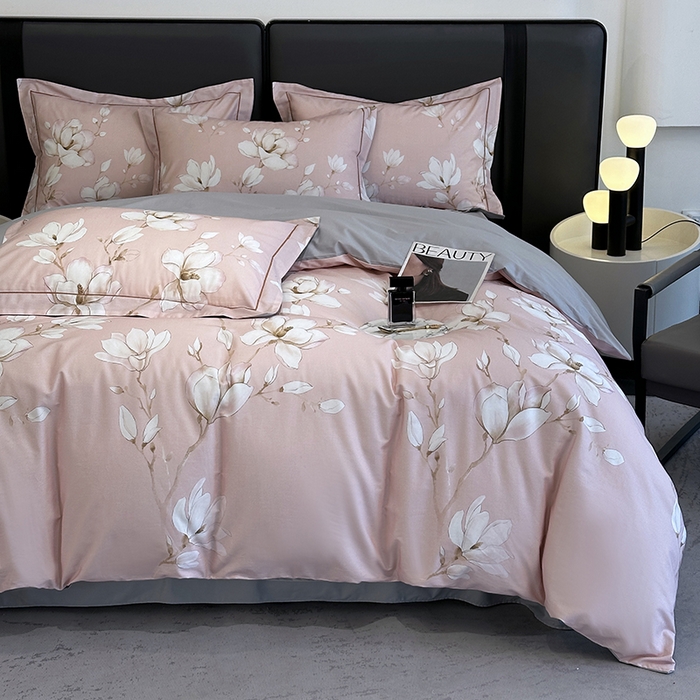 91家纺网 家纺一手货源 找家纺 乐蔻家纺 2025新款全棉13376数码印花四件套 云阁栖香 粉