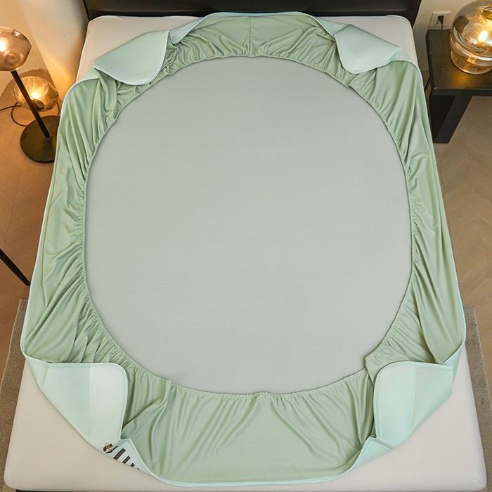 91家纺网 家纺一手货源 找家纺 全季家居 2025新款全季家居5A抗菌min系列凉感冰丝席 床笠-水绿