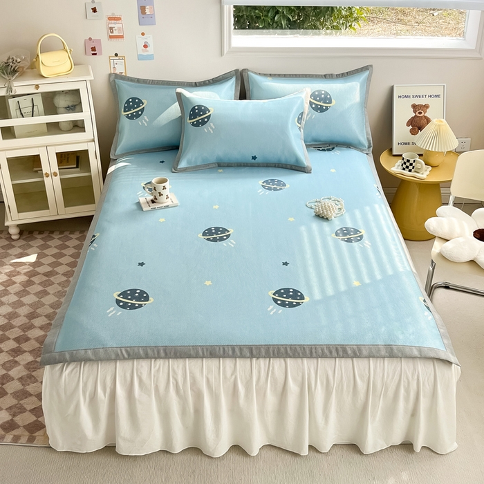 91家纺网 家纺一手货源 找家纺 懒猫家纺 2025春夏新款250D数码印花冰丝席凉席席子 探索星球