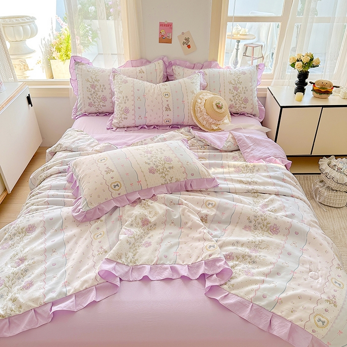 91家纺网 家纺一手货源 找家纺 佳一家纺 2025新款亲肤水洗棉夏被 遇见春天