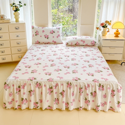 91家纺网 家纺一手货源 找家纺 （总）莎臣豹 2025新款植物羊绒单品单件单床裙可配床裙三件套