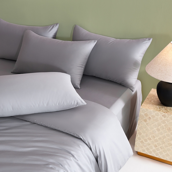 91家纺网 家纺一手货源 找家纺 闲鱼家纺 2025新款亲肤舒适60S黑标A类全棉纯色四件套单被套单床笠-风格一单被套单床笠-风格二 星辰灰