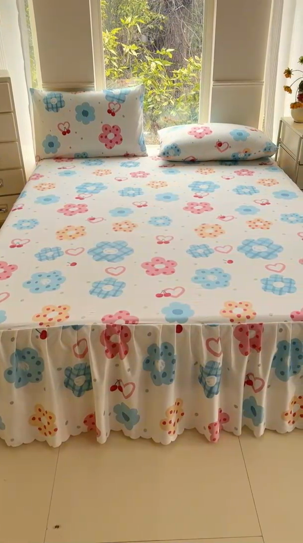 91家纺网 家纺一手货源 找家纺 莎臣豹 2025新款植物羊绒单品单件单床裙可配床裙三件套 萌萌甜心