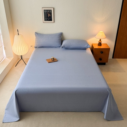 （提供买家秀 爆款花型 不断货）2025新款全棉纯色老粗布单床单 月白兰