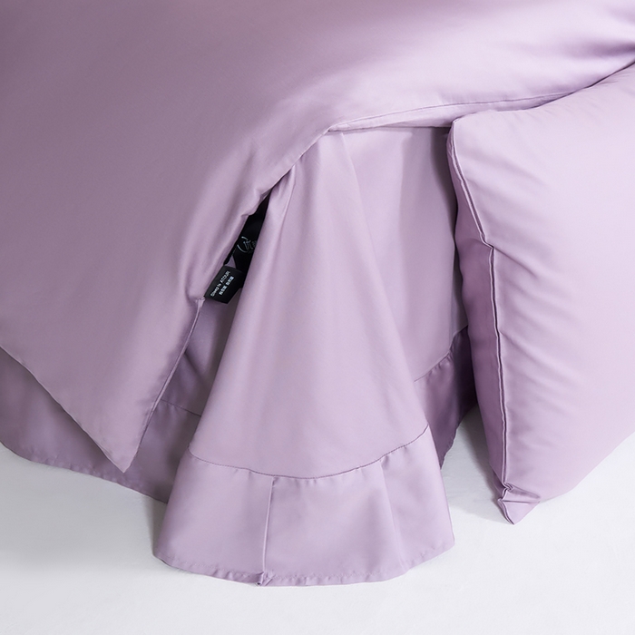 91家纺网 家纺一手货源 找家纺 闲鱼家纺 2025新款亲肤舒适60S黑标A类全棉纯色四件套单被套单床笠-风格一单被套单床笠-风格二 木槿紫