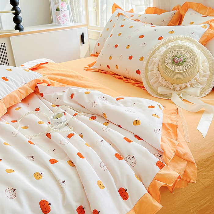 91家纺网 家纺一手货源 找家纺 佳一家纺 2025新款亲肤水洗棉夏被 小南瓜